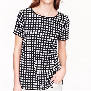 J CREW Black and White Checkered Blouse size 0